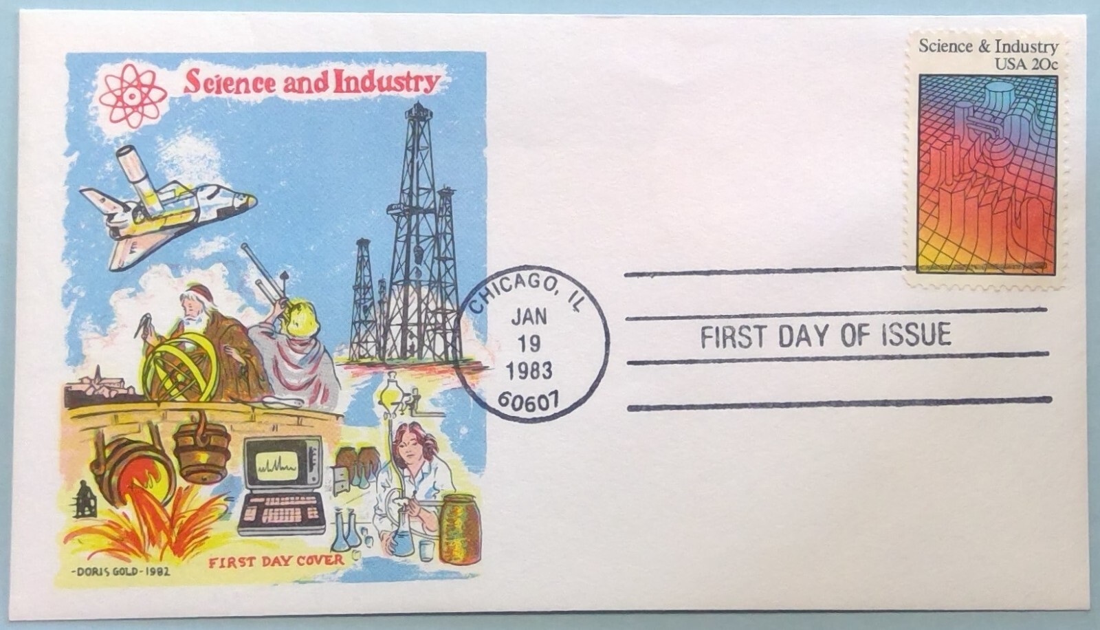 Scott 2031 FDC Science and Industry Doris Gold Cachet