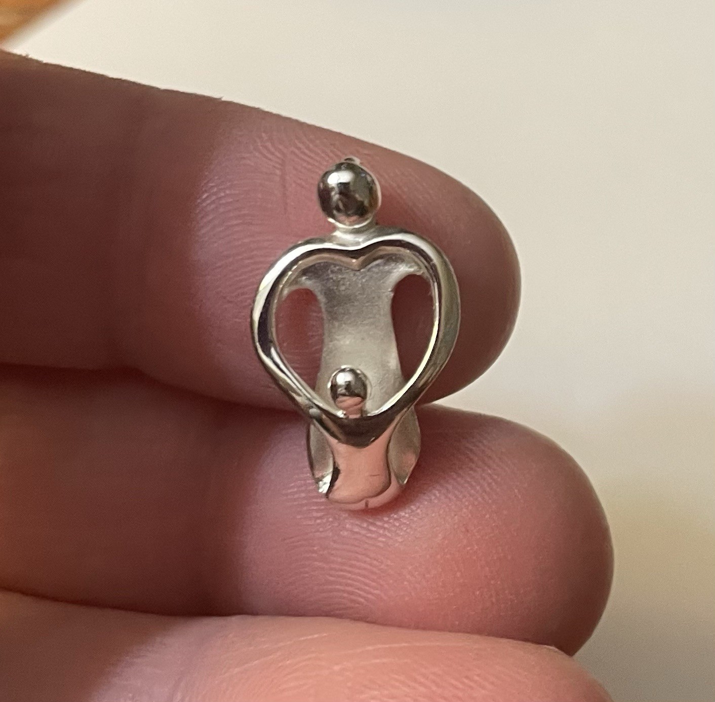 Sterling Silver 925 Carolyn Pollack Relios Mother & Child Drop Pendant