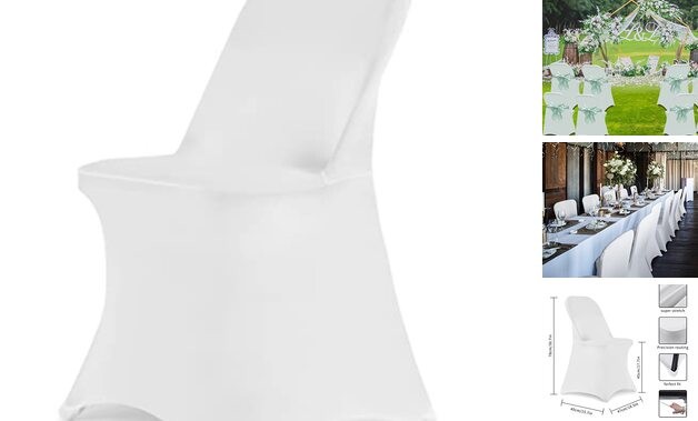  Stretch Spandex Folding Chair Covers Universal Fitted Chair Cover 30PCS White