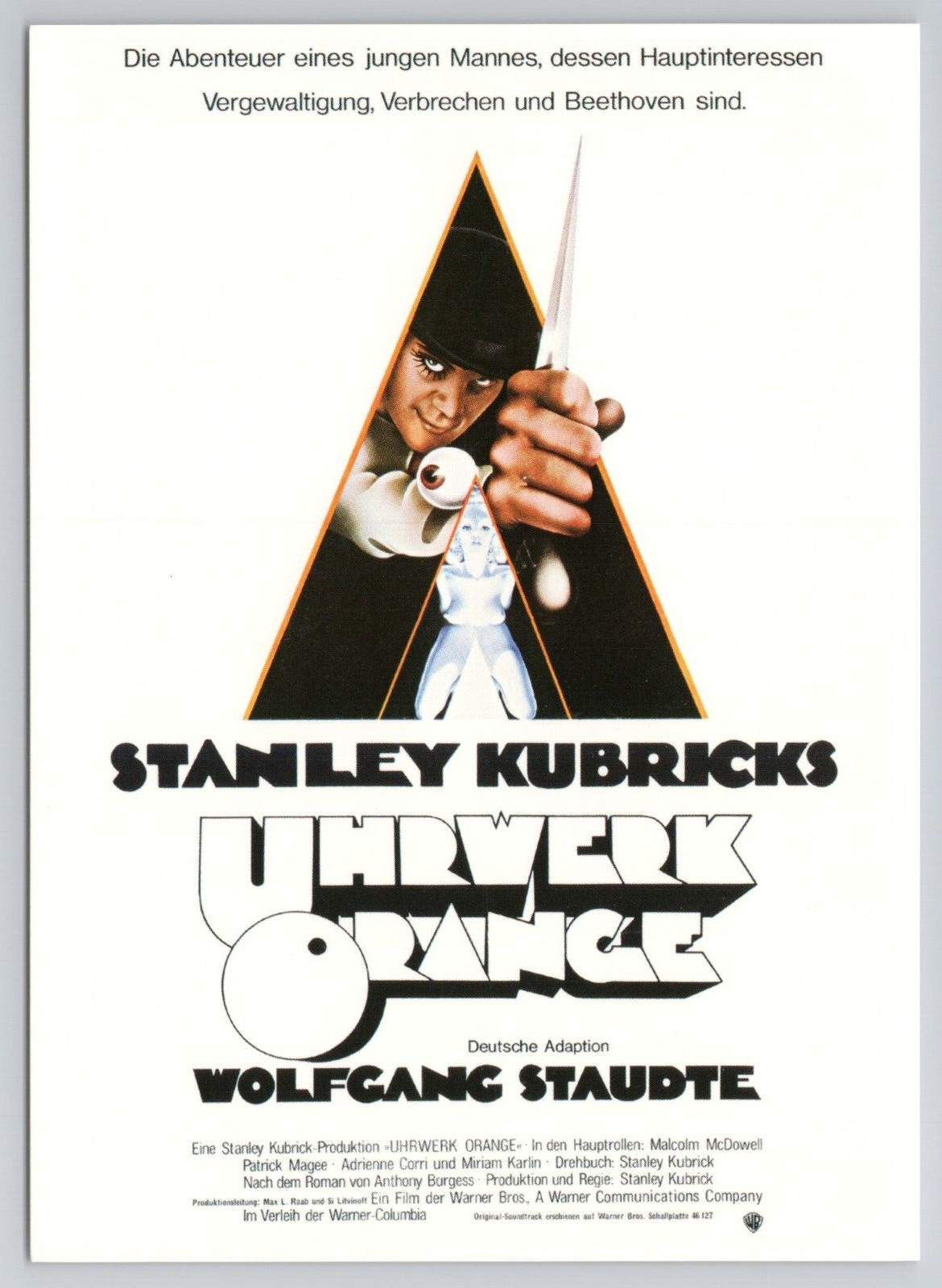 A Clockwork Orange 1971 Film w Malcolm McDowell - German Language Movie Postcard