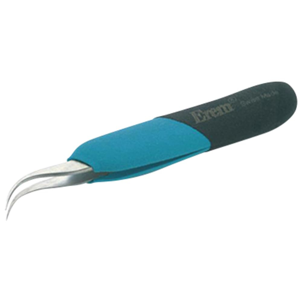 E7SA Stainless Steel Curved Micro Point anti Magnetic Ergonomic Tweezer, 5" Over