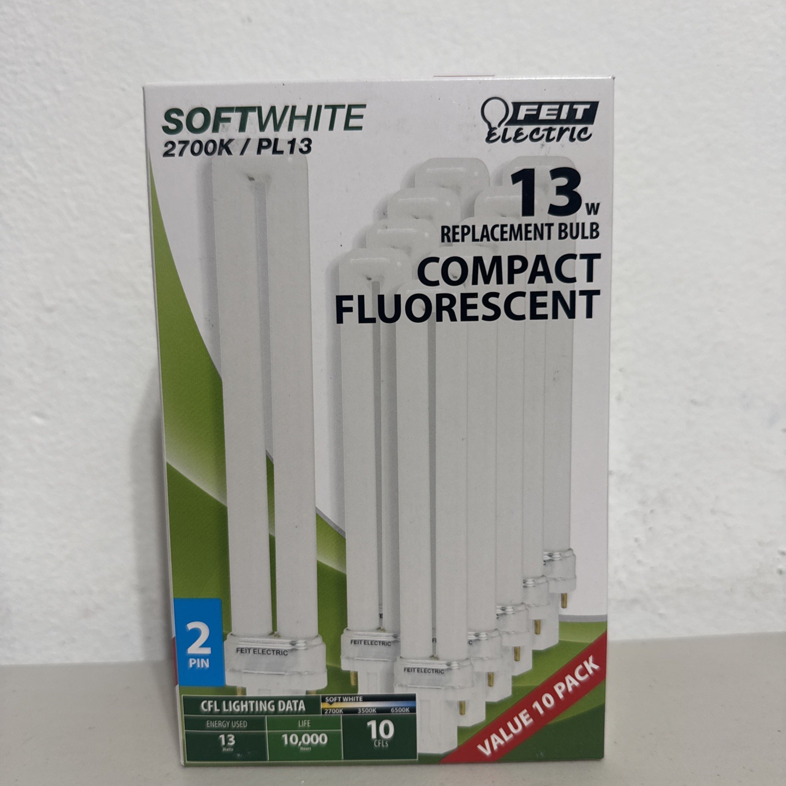 Feit elec  13 Watt Twin Compact Fluorescent Bulb, 2,700 10/PK