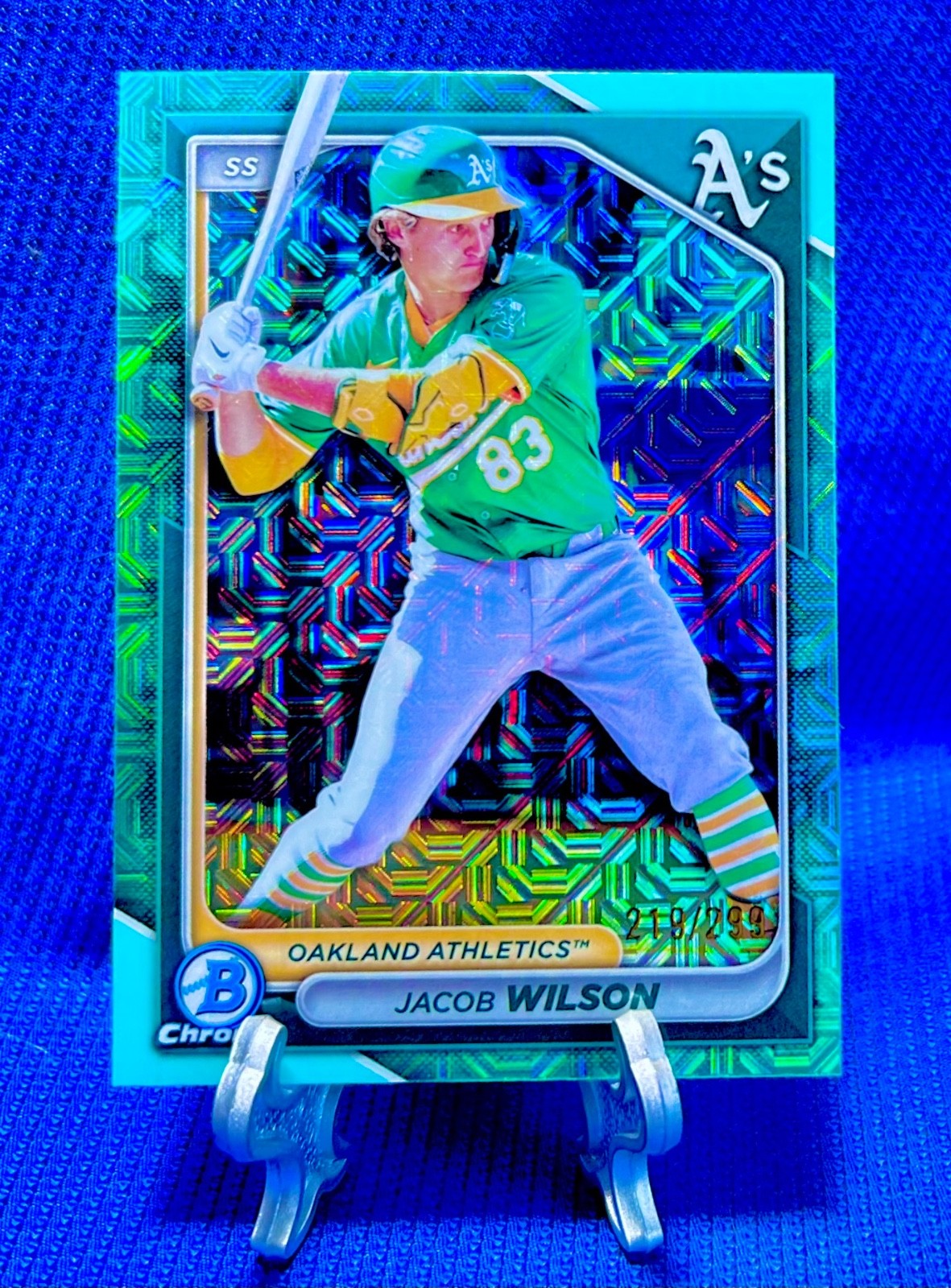 2024 Bowman Chrome Prospects GREEN MOJO Jacob Wilson #/299 #BCP-205