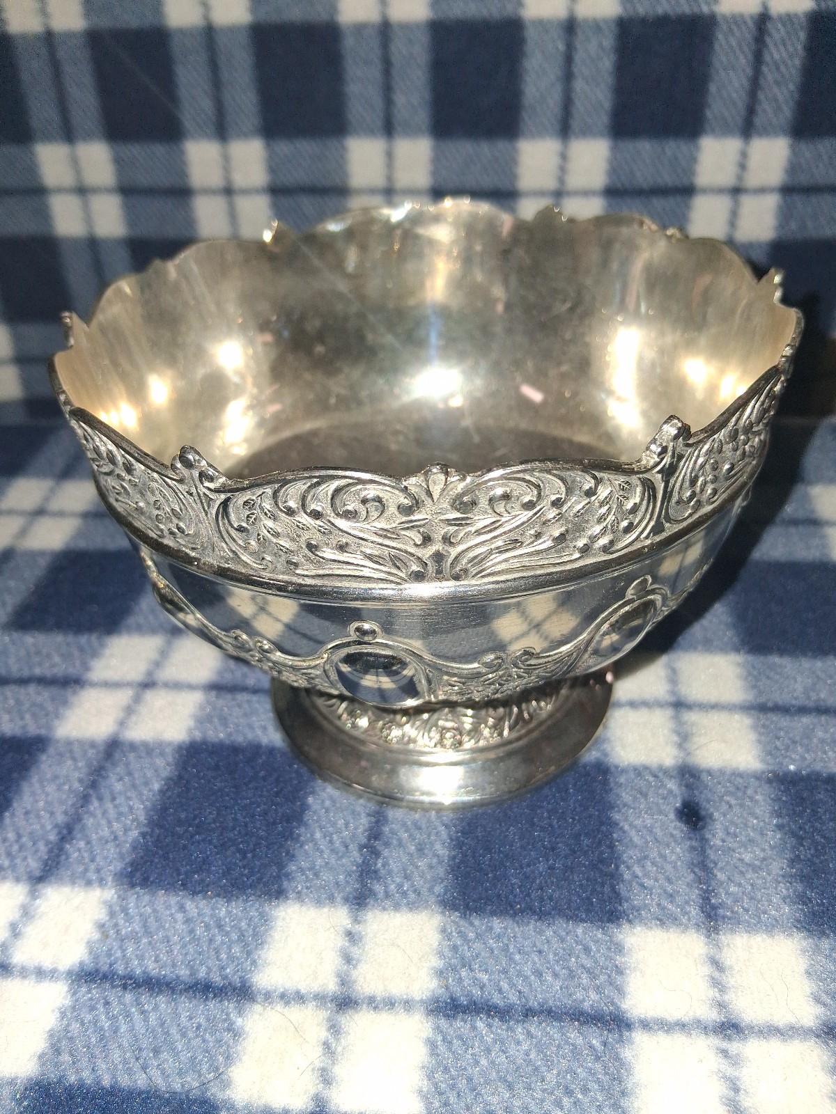 Gorgeous vintage Japanese silver plated Repousse bowl