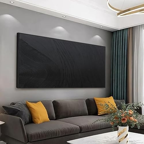 Large Modern Wall Art for Living Room Abstract Canvas Wall 58"L x 29"W Black