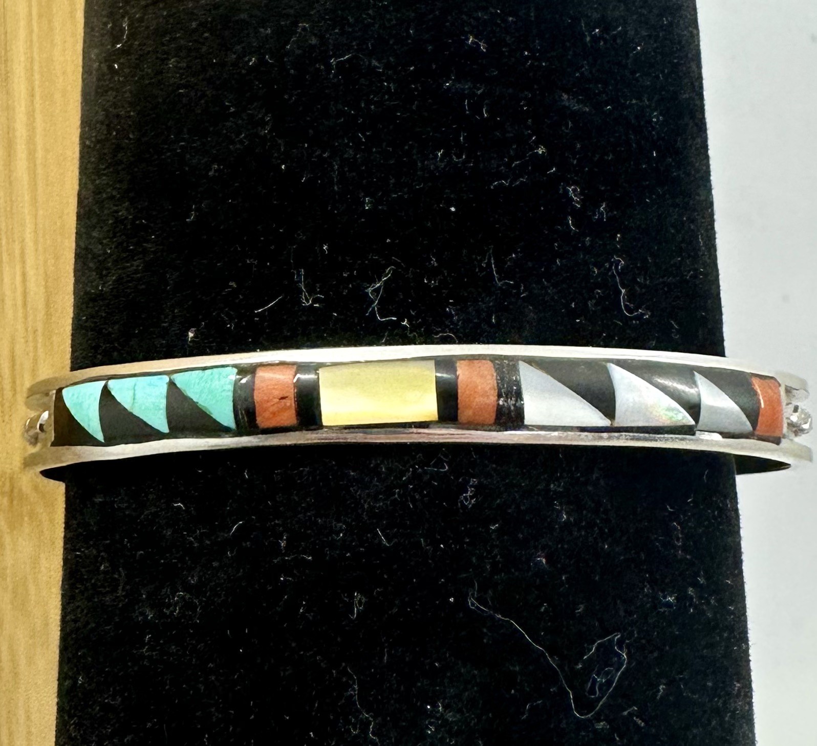 ZUNI JOHN & ROSALIE BOWANNIE JRB Navajo Sterling Silver Turquoise Cuff Bracelet