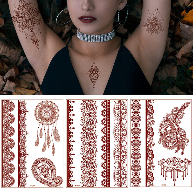 Lace Waterproof Temporary Tattoo Henna Sticker Fake Tatoo Body Hand Arm Unisex⇖