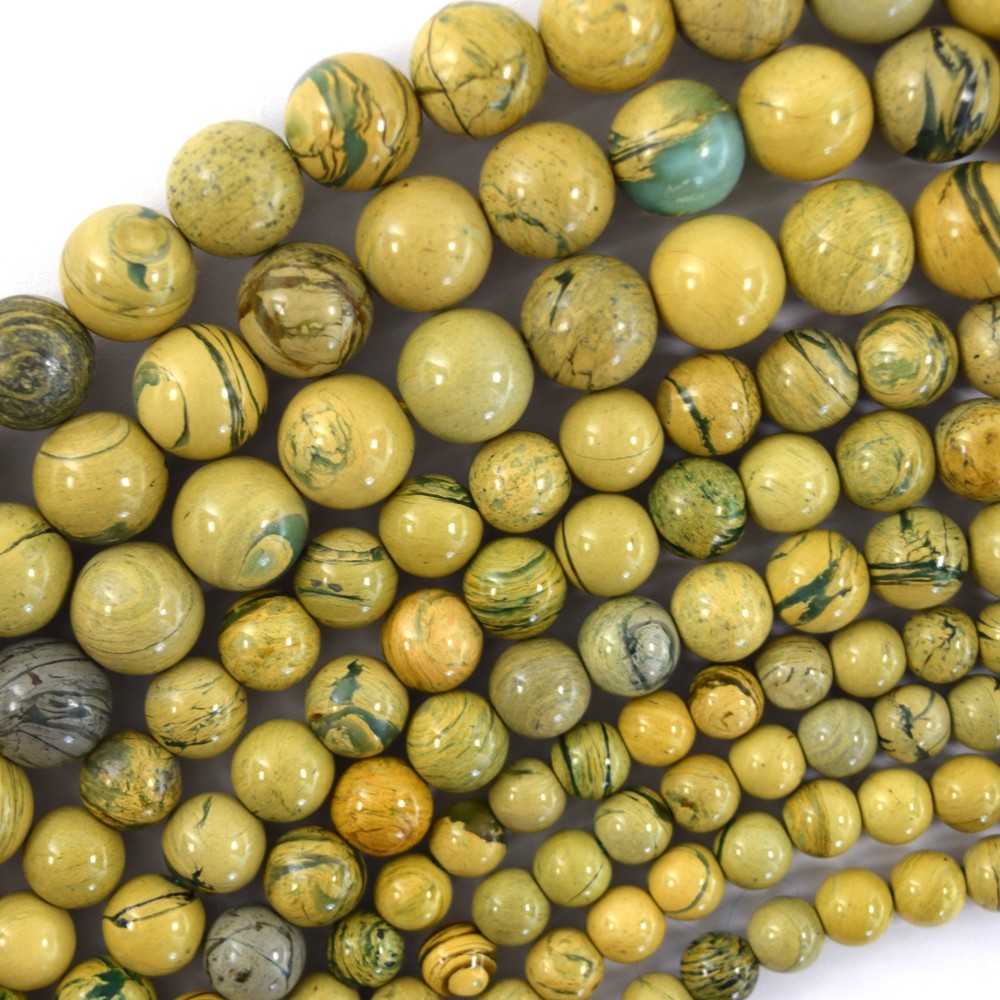 AA Natural Lemon Green Muscovite Round Beads Gemstone 15" Strand 6mm 8mm 10mm