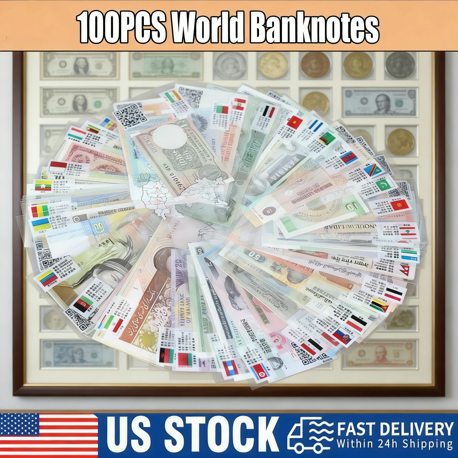 100 Pcs Global Foreign Banknotes | Uncirculated World Currency Lot W/ Bonus