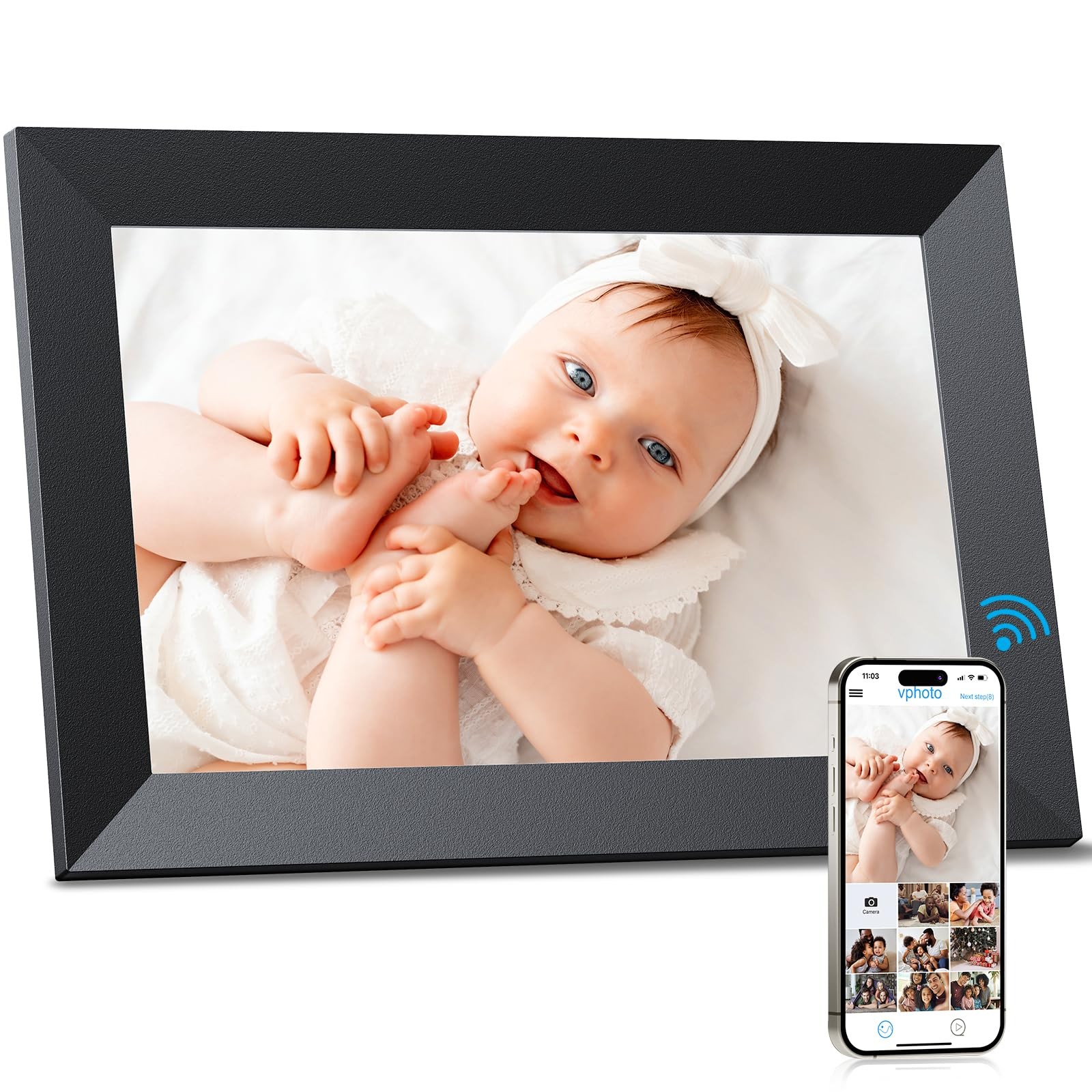 Digital Picture Frame Wi-Fi 10.1inch Smart Digital Photo Frame,Electronic Dig...