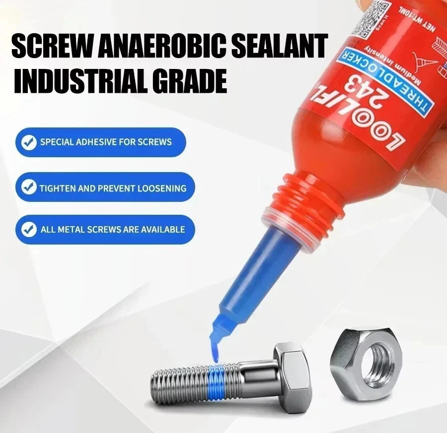 LOOLIFL Blue Thread Locker 243 Nuts-Bolts Locker, Screw Adhesive Lock Tight Seal