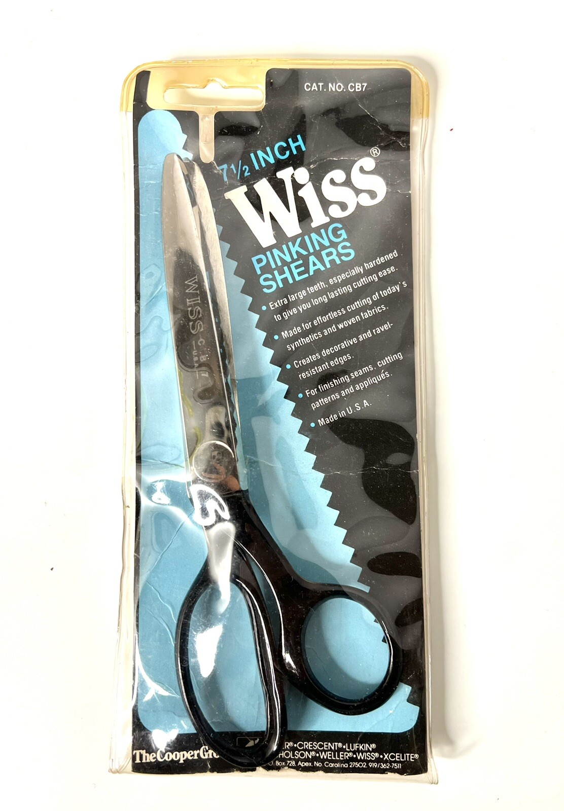 WISS Pinking Shears 7.5” CB7 Black Handle Vintage 70’s USA EXCELLENT Cond.
