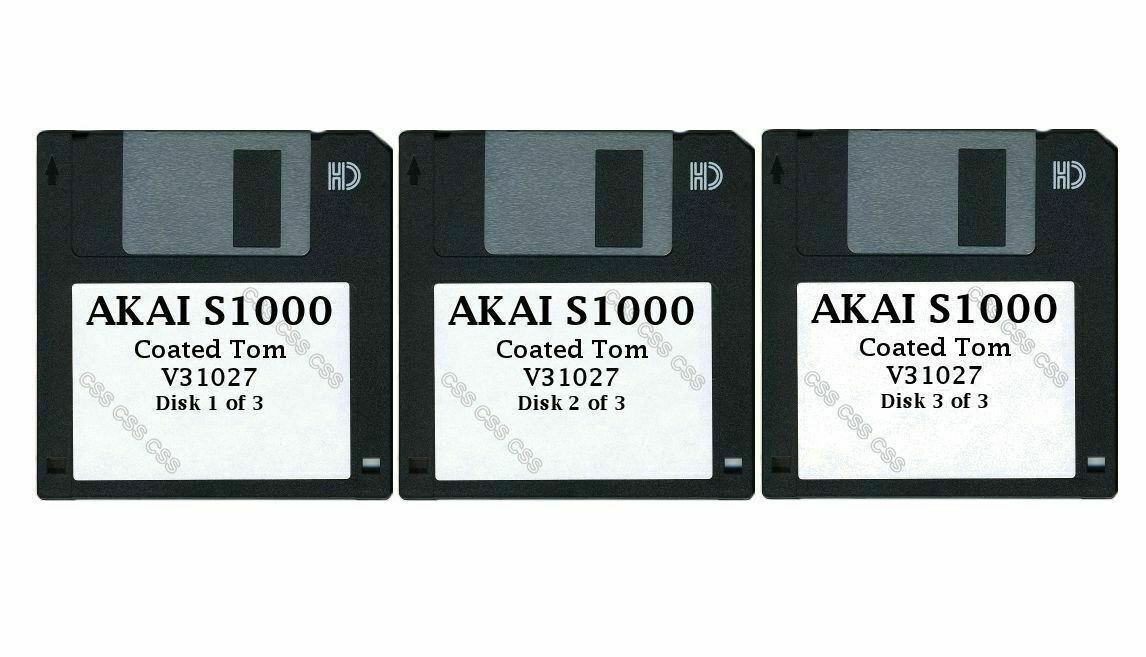 Akai S1000 / S3000 Set of Three Floppy Disks Coated Tom V31027