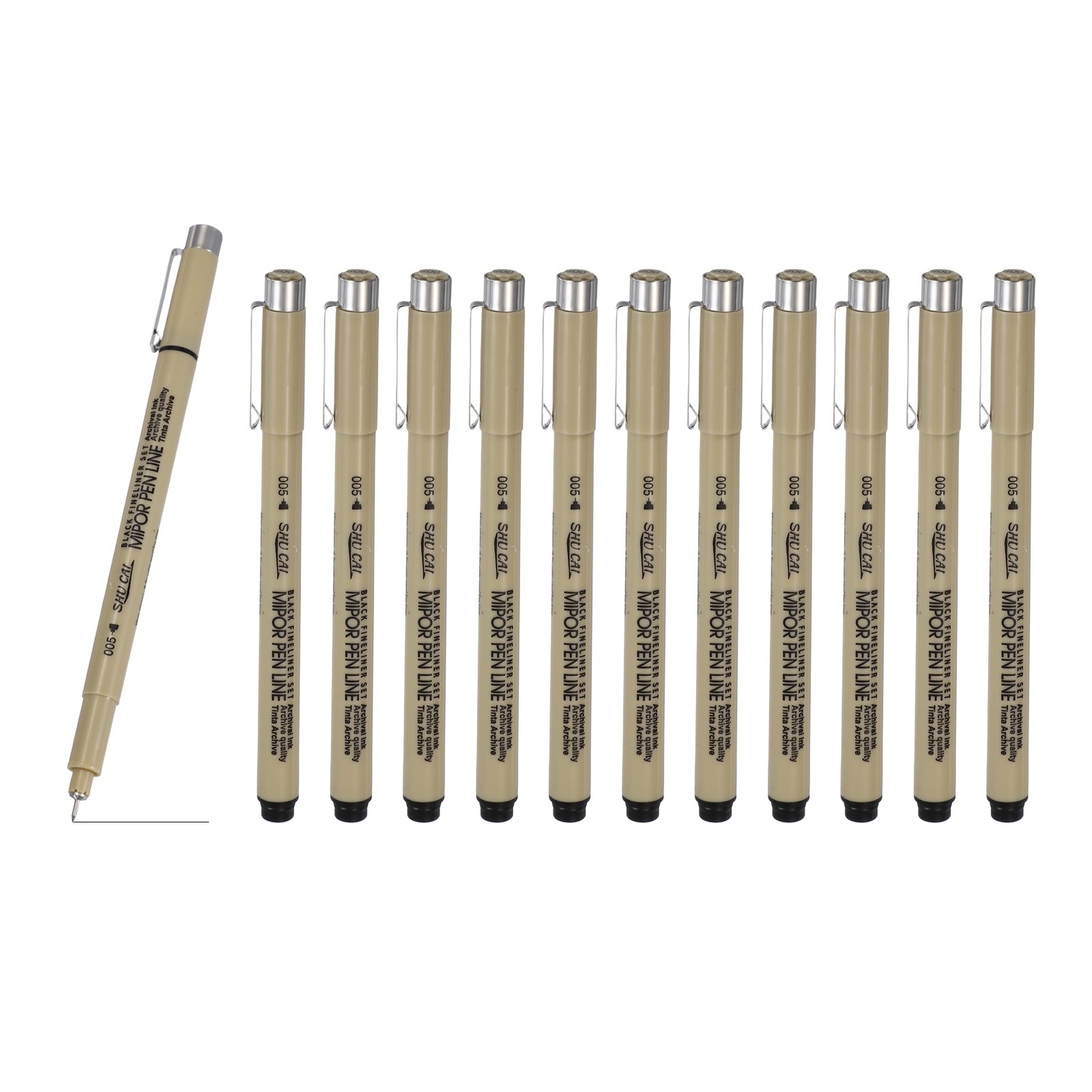 Fineliner Pens, 12 Pcs 005 0.2mm Fineliner Marker Black Waterproof Ink Pens