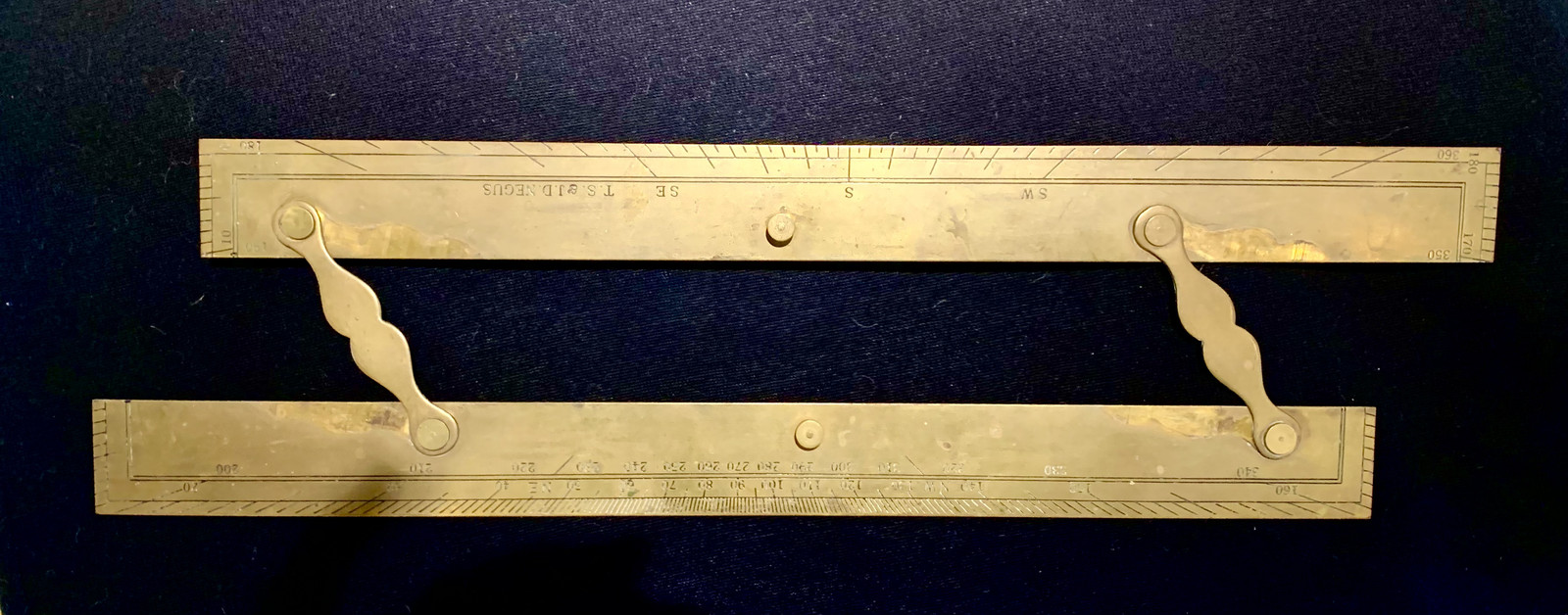 VINTAGE Brass Maritime Nautical Navigation Ruler T. S. & J. D. Negus 18” 