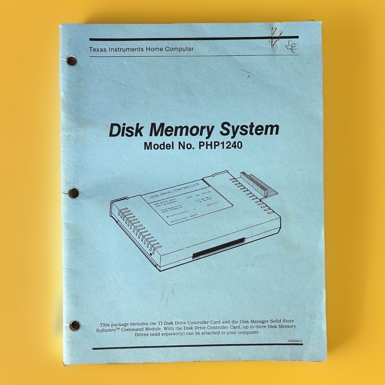 Vintage Texas Instruments Disk Memory System Model   PHP1240 For TI99/4a Manual