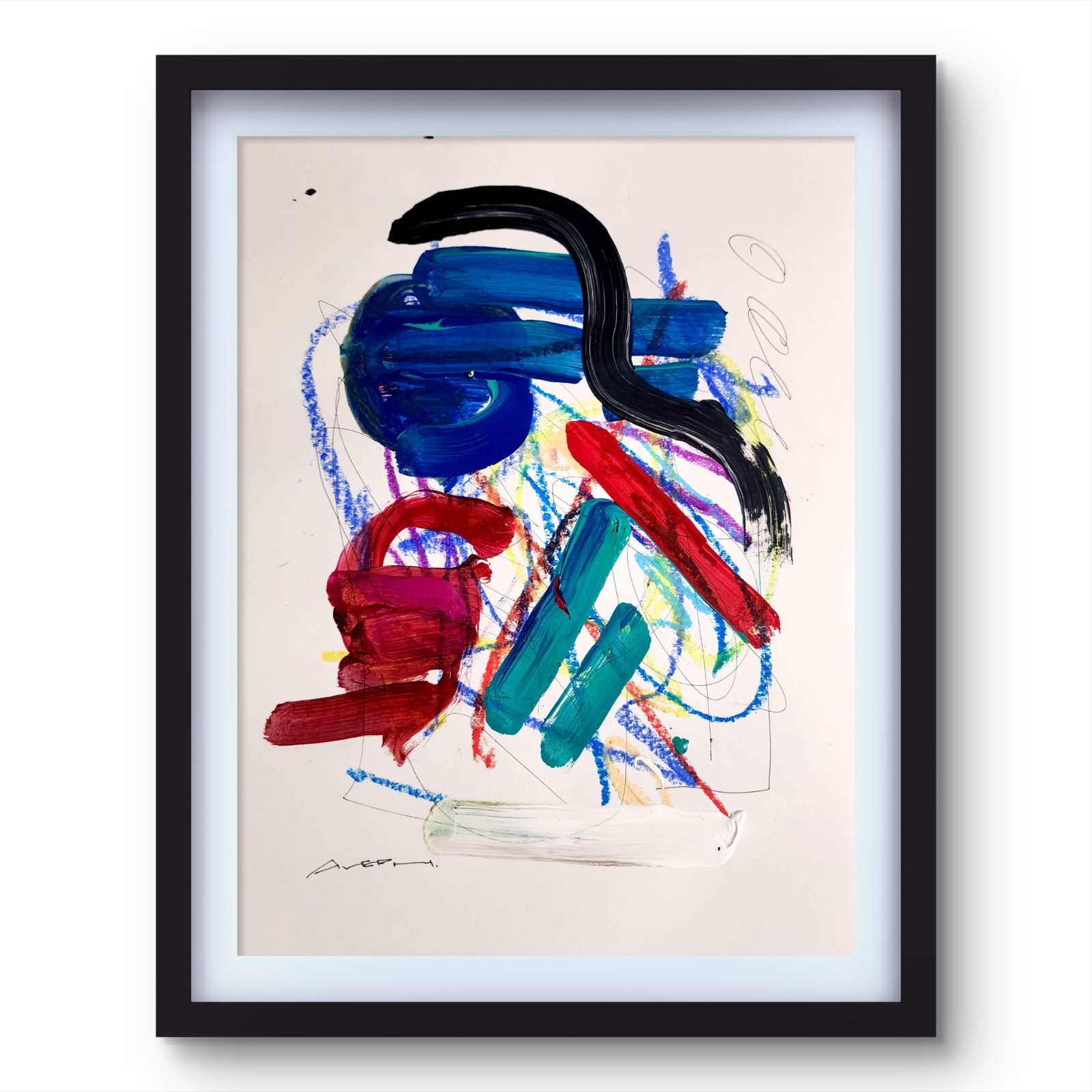 Aleph Original Art 14x11 Abstract Expressionist Painting Gallery Paper