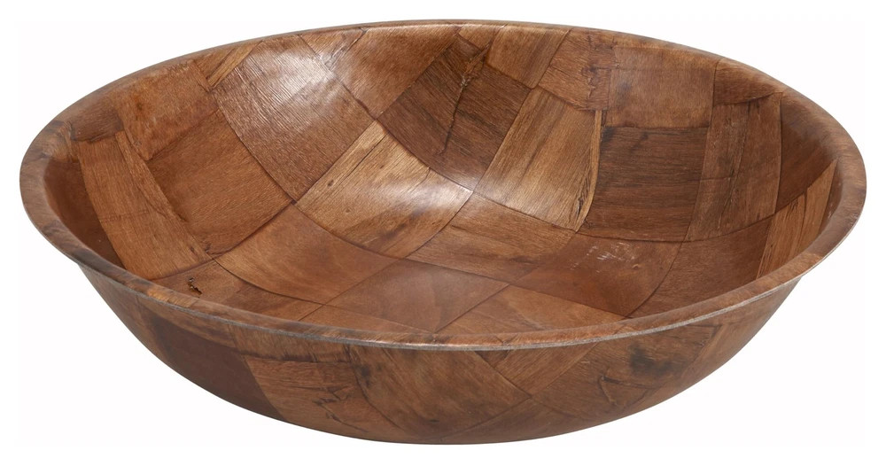 Winco WWB-10 Wooden Woven Salad Bowl, 10-Inch, Brown