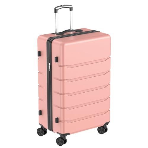 Carry On Luggage, Lightweight Expandable ABS Hard Shell Suitcase 28 Inch Pink