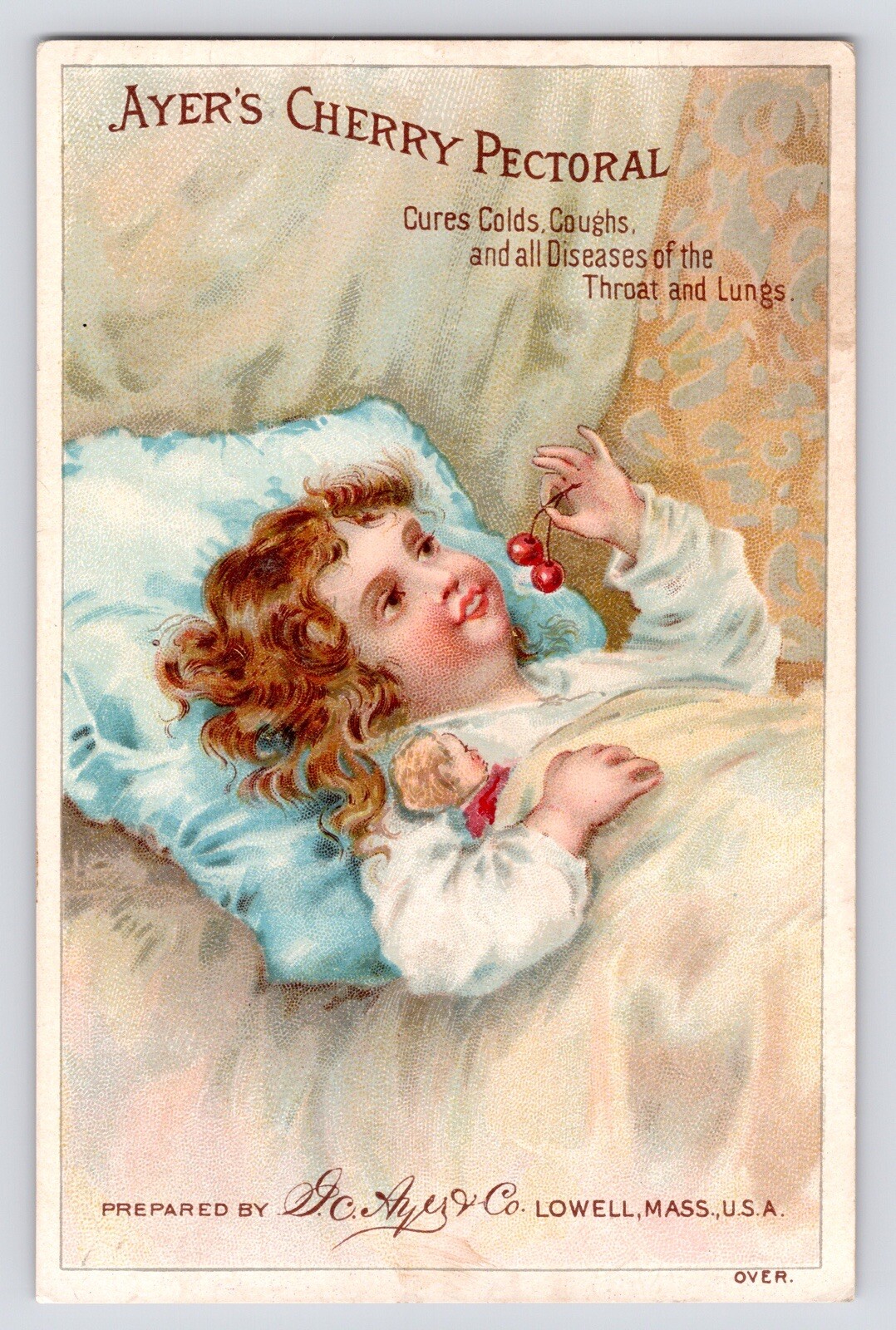 1880s~Lowell Mass~Ayer’s Cherry Pectoral~Quack Medicine~Victorian Trade Card