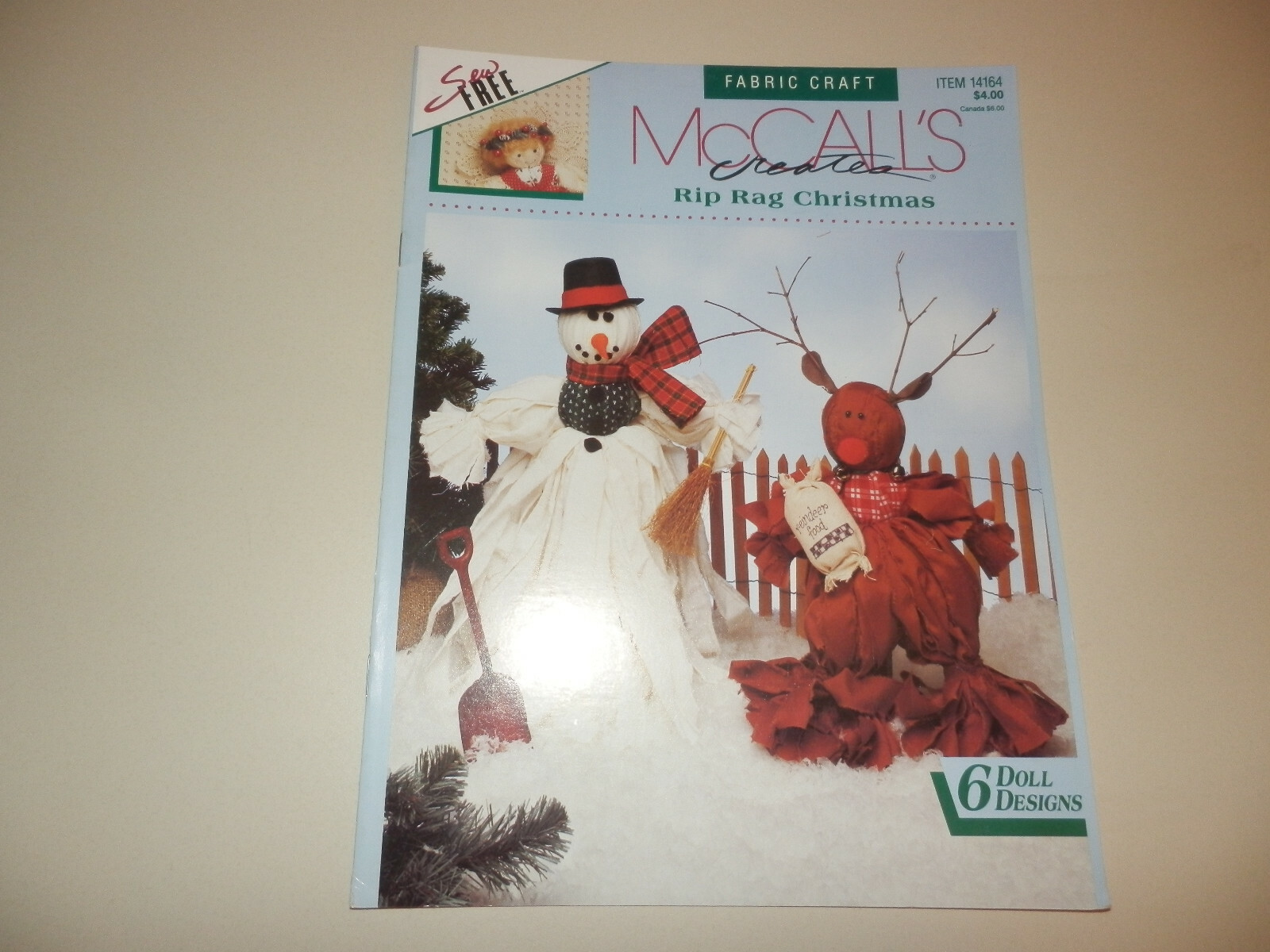 McCall's Creates RIP RAG CHRISTMAS Fabric Craft 6 Doll Designs #14164 NEW