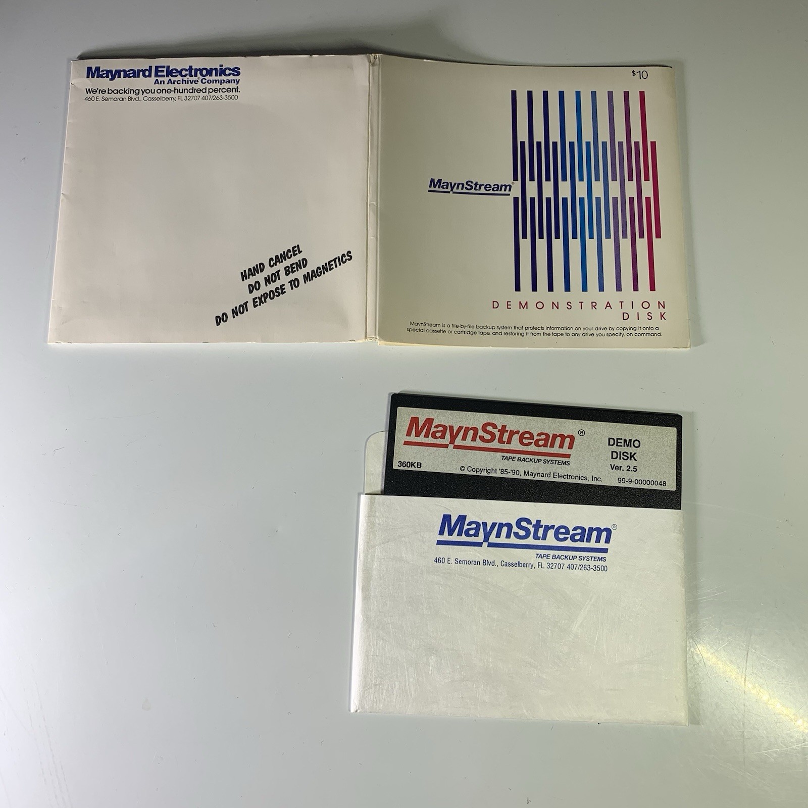 MaynStream Tape Backup Systems Demo Disk Ver 2.5 / Vintage 5.25" Floppy Disk