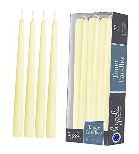  Tall Taper Candles - 10 Inch Ivory Dripless, Unscented Dinner, 10 inch
