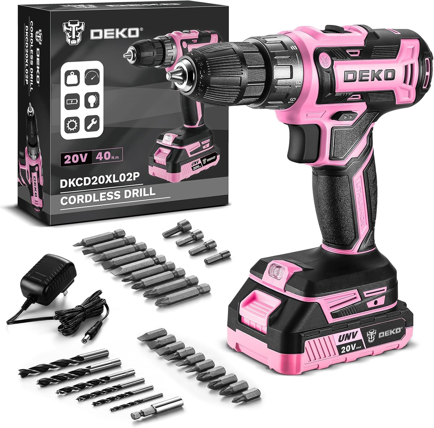 Power Drill Cordless: 'S Pink Cordless Drill 20V Electric Power Drill Set Tool f