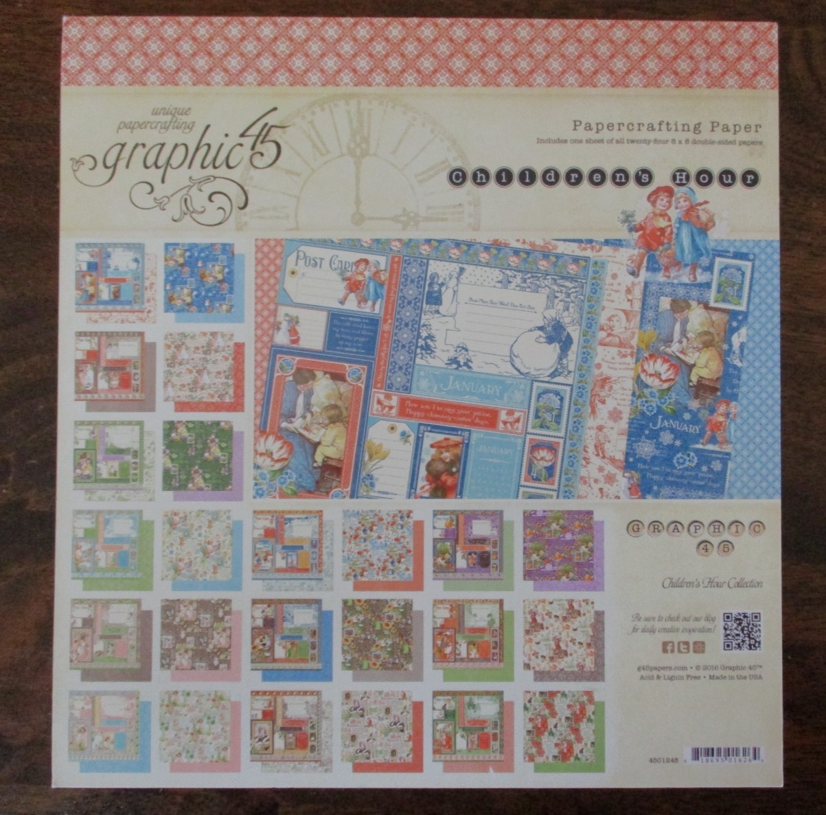 Graphic 45 CHILDREN'S HOUR 8x8 New PAPER PAD Retired 2016 PAPERCRAFT