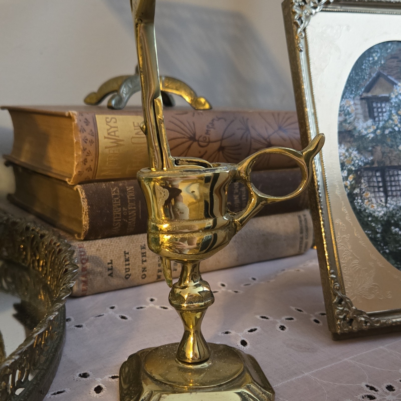 Brass Candle Snuffer with Stand Decorative Collectible Metalware