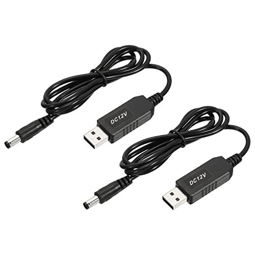  2 Pcs DC 5V to DC 12V USB Step Up Voltage Converter, Power Cable 5.5mm x 2.5mm