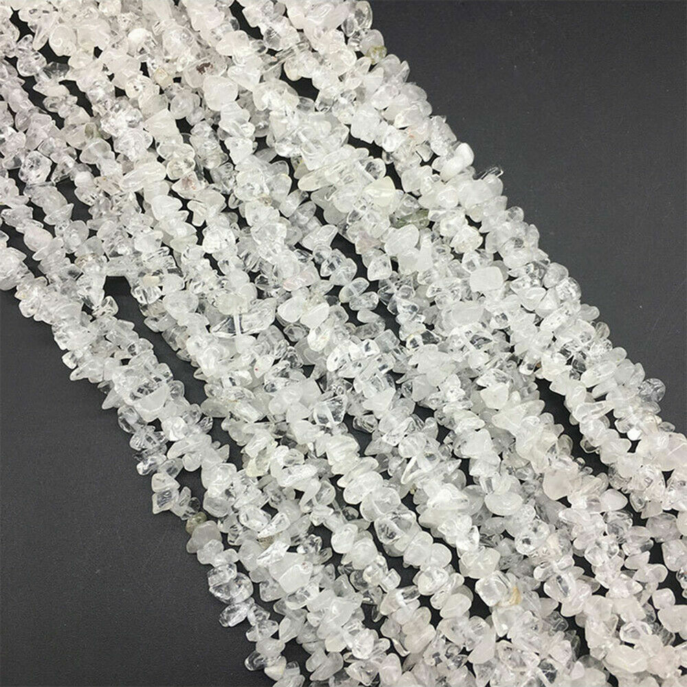 10 String（10X34"）Natural Clear Quartz Gemstone Chips Beads Jewelry Making 5-8mm
