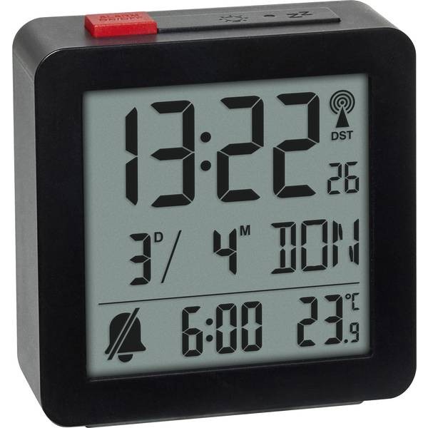 TFA Dostmann 60.2566.01 Radio Controlled Alarm Clock Black Alarm Time 1