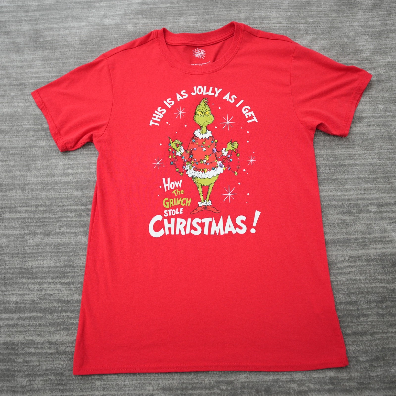 How The Grinch Stole Christmas T Shirt Red Graphic Print Adult Medium M Dr Seuss