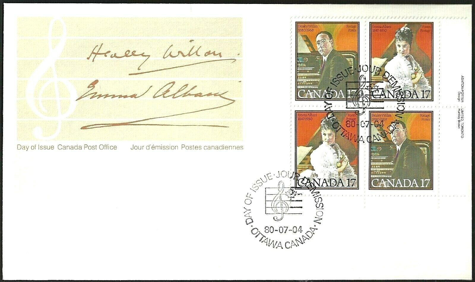 🍁Canada  #861a LRpb  "Canadian Musicians"  Band New  1980  First Day Cover