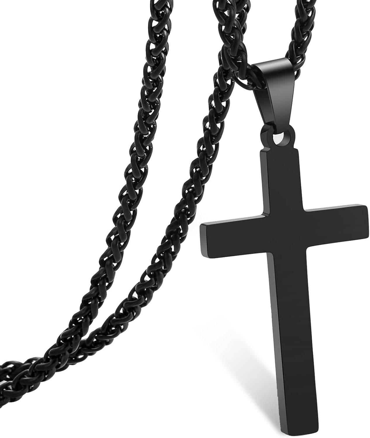 Cross Necklace for Men Boys Women 16-24 Inches Stainless Steel Cross Pendant Cha
