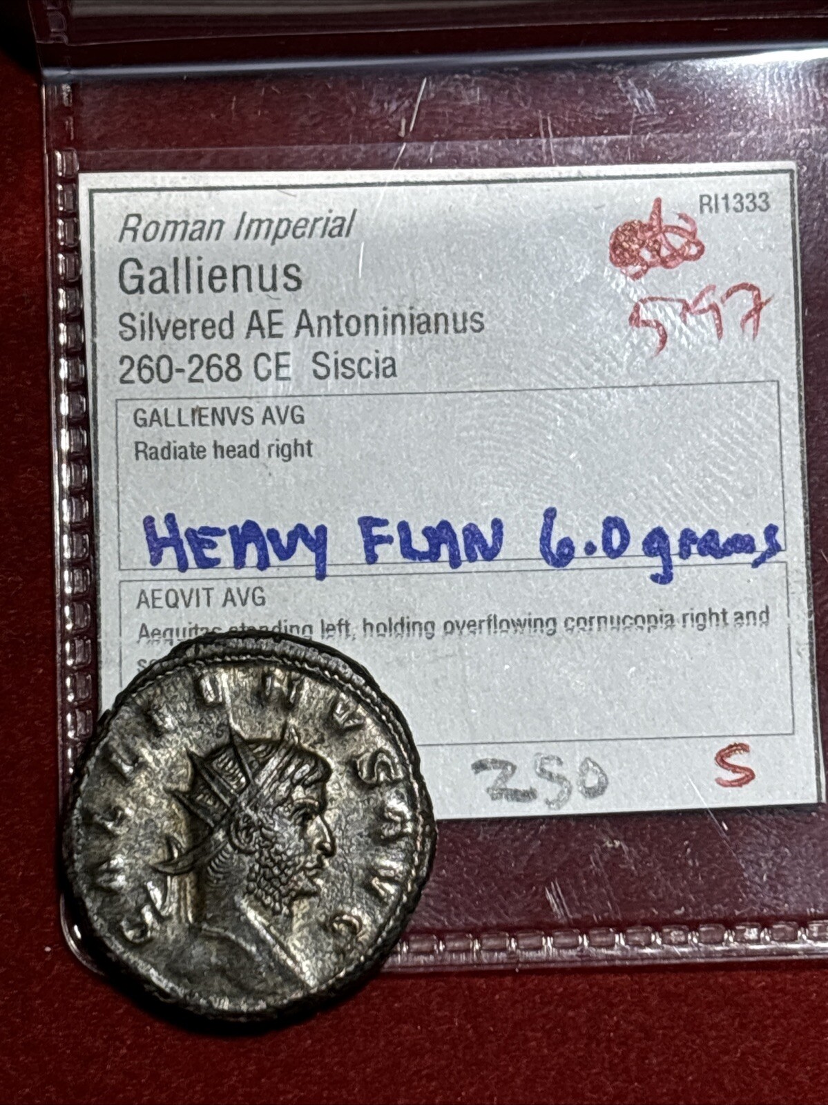 Roman Empire Gallienus 253-268 AD AE Antoninianus Heavy Flan 6.0 Grams