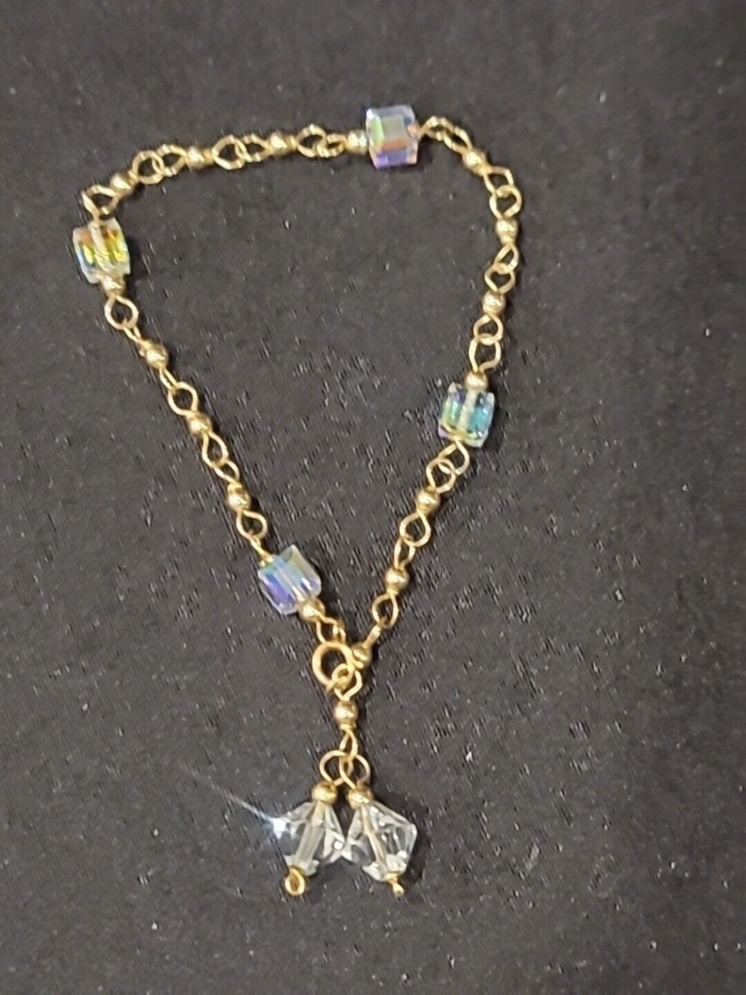 Bracelet Made with Swarovski Beads  1/20 14k GF Yellow Gold Filled Chain 7.5"