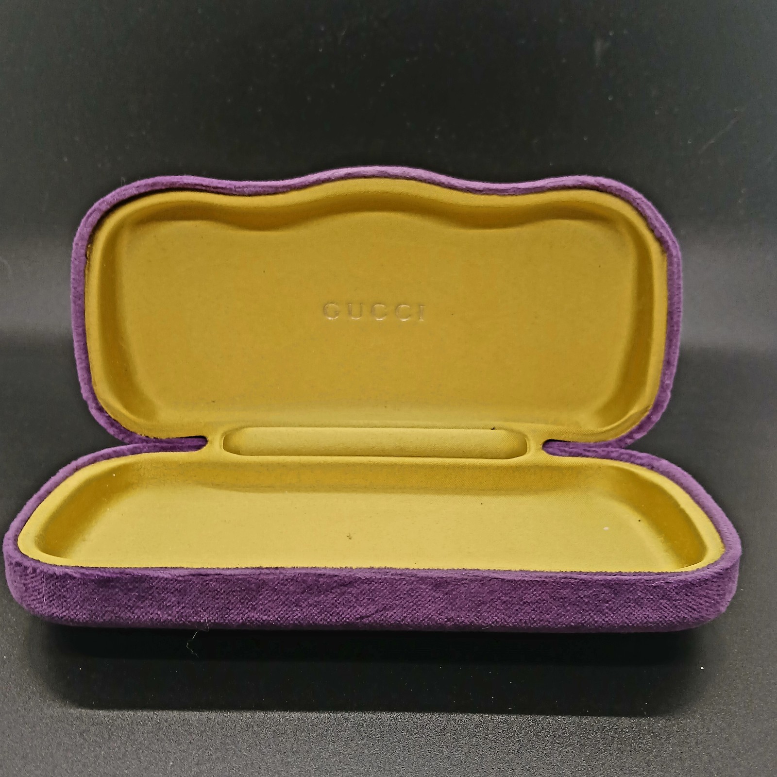 Gucci Hard Clamshell Eyeglass & Sunglasses Case Purple Yellow Cloth Unisex