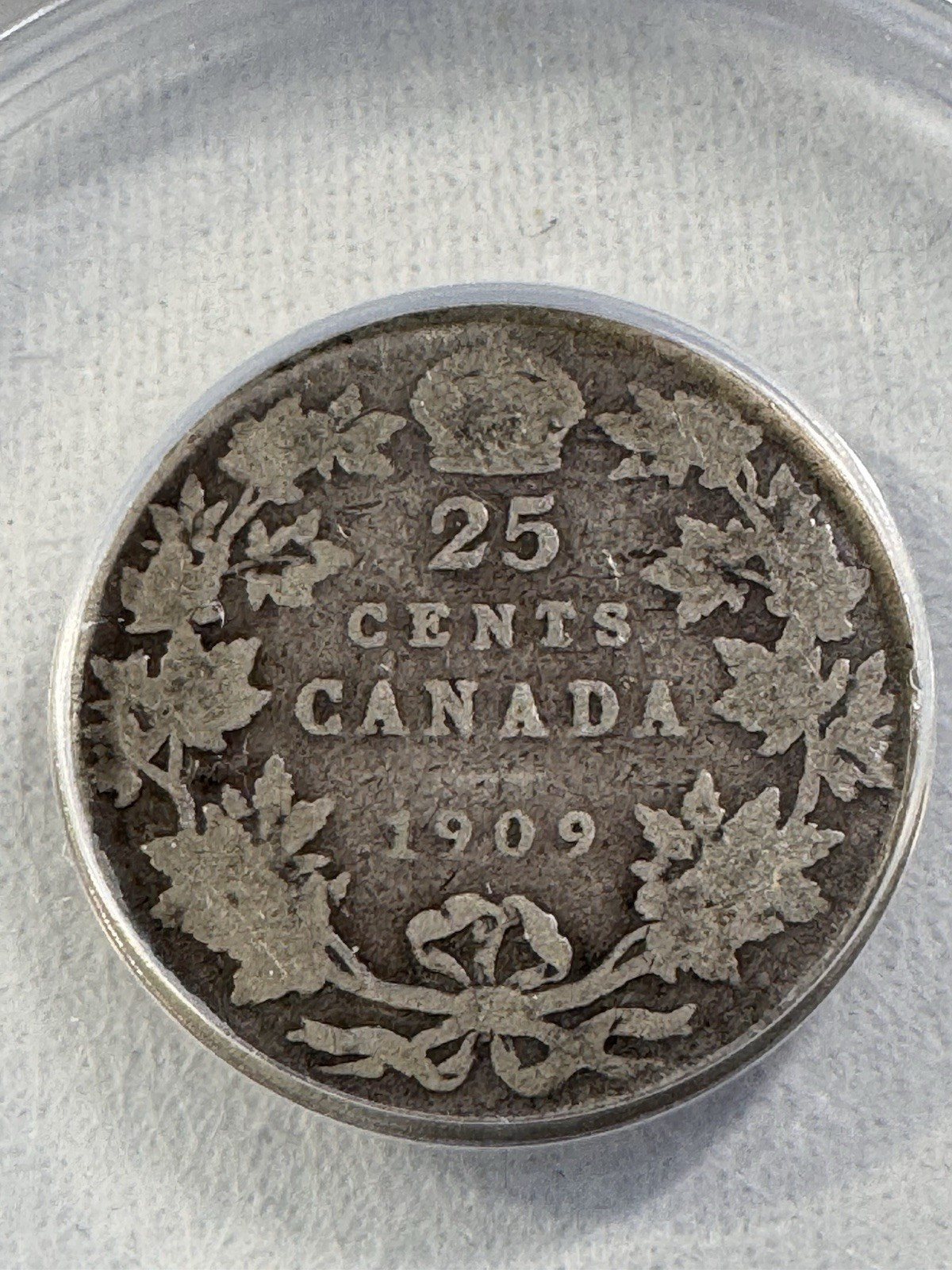 1909 Canada 25 Cents Silver Coin Graded G 4 Details Scratched by ANACS