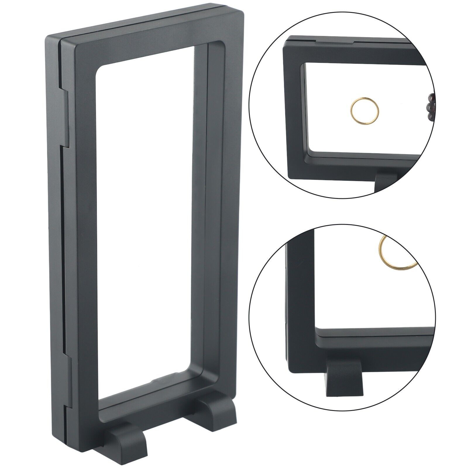 2PACK 3D Floating Coin Display Frame Box Jewelry Holder Case With Stand Kits