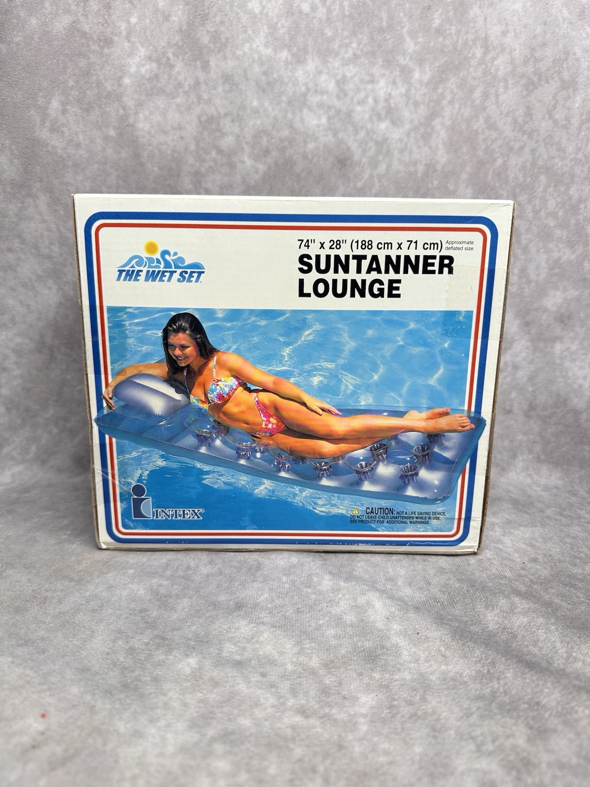 INTEX Wet Set Vintage 2000 Inflatable Suntanner Lounge 74" x 28" 18 Pockets