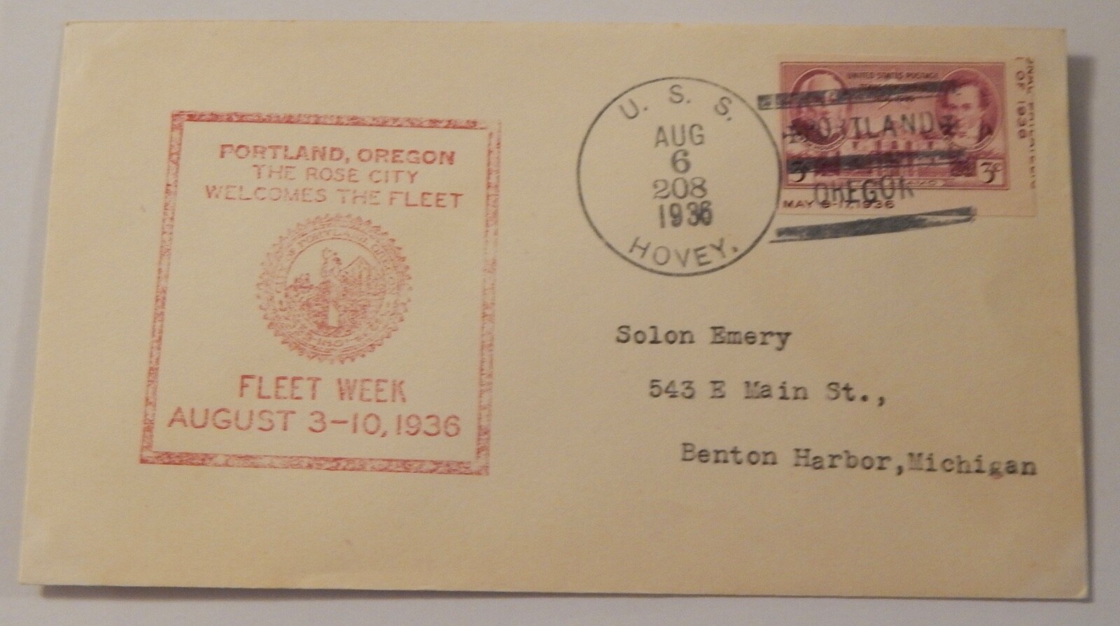 USS Hovey (DD 208) fleet week August 2 1936 Portland Oregon (sunk in WW2)