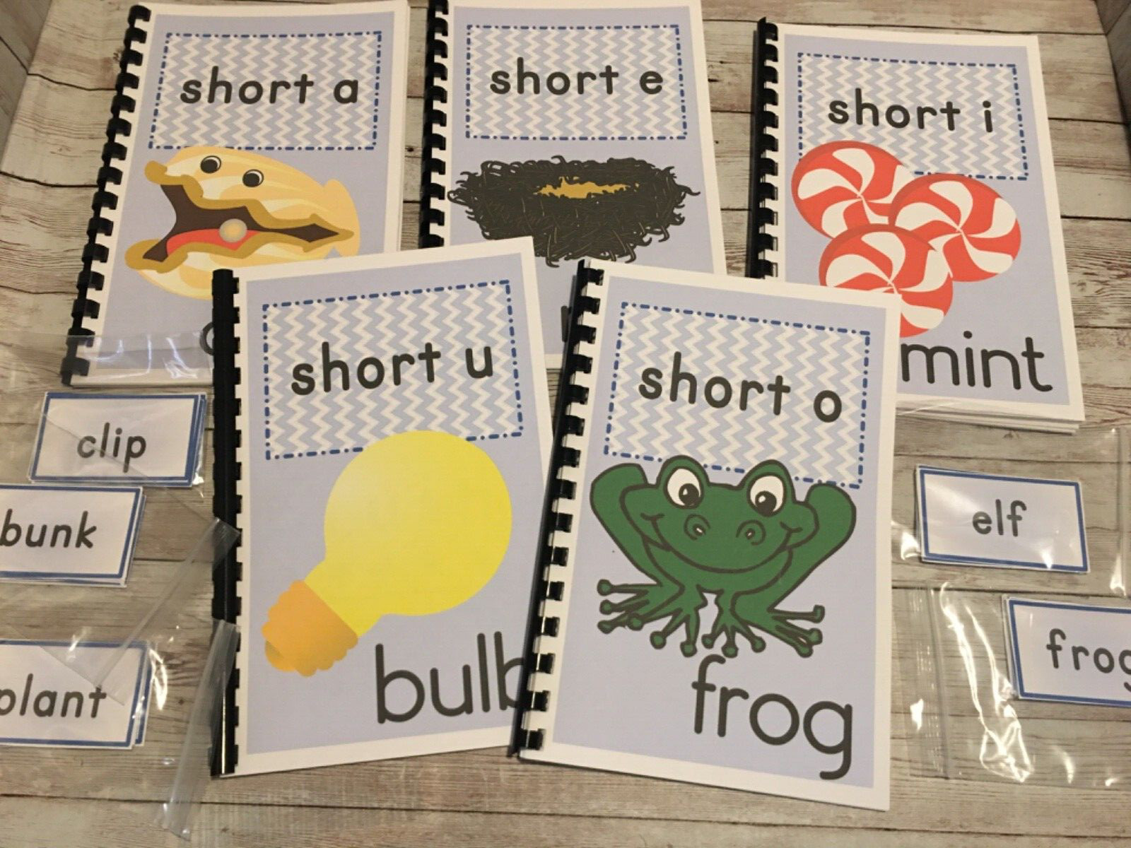 Interactive Learning Books for Children - Short Vowel Set w/60 Laminated Cards
