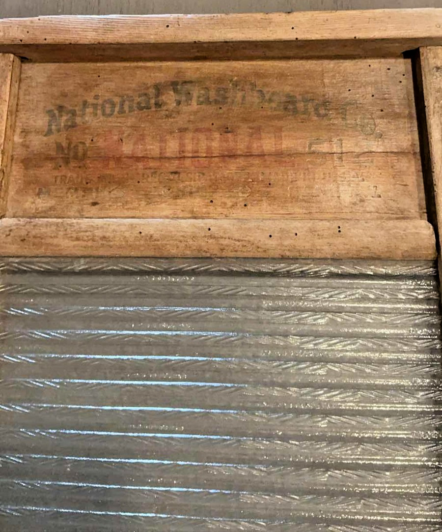 Vintage National Washboard Co. No. 512 Glass Wash Board Wood Laundry