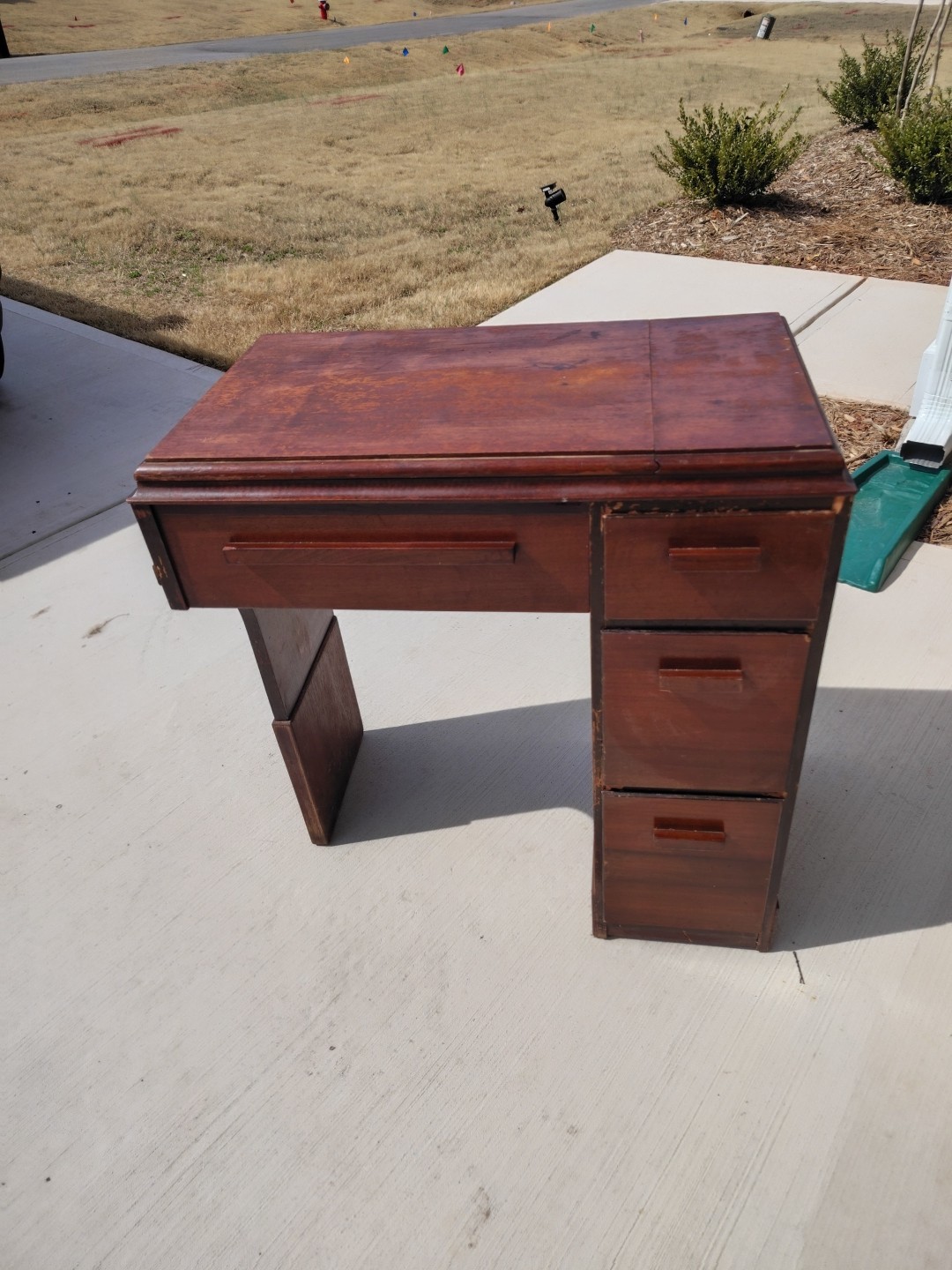 Antique Vintage Sewing Machine Desk Cabinet