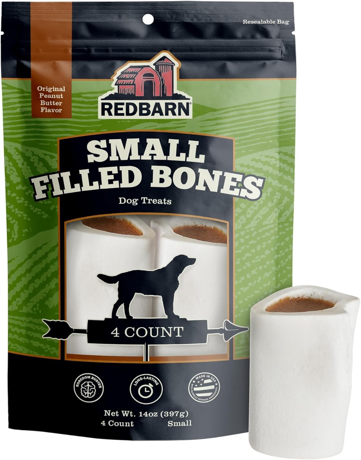 Redbarn Pet Products Small Filled Dog Bones, Peanut Butter Flavor - Long Lasting