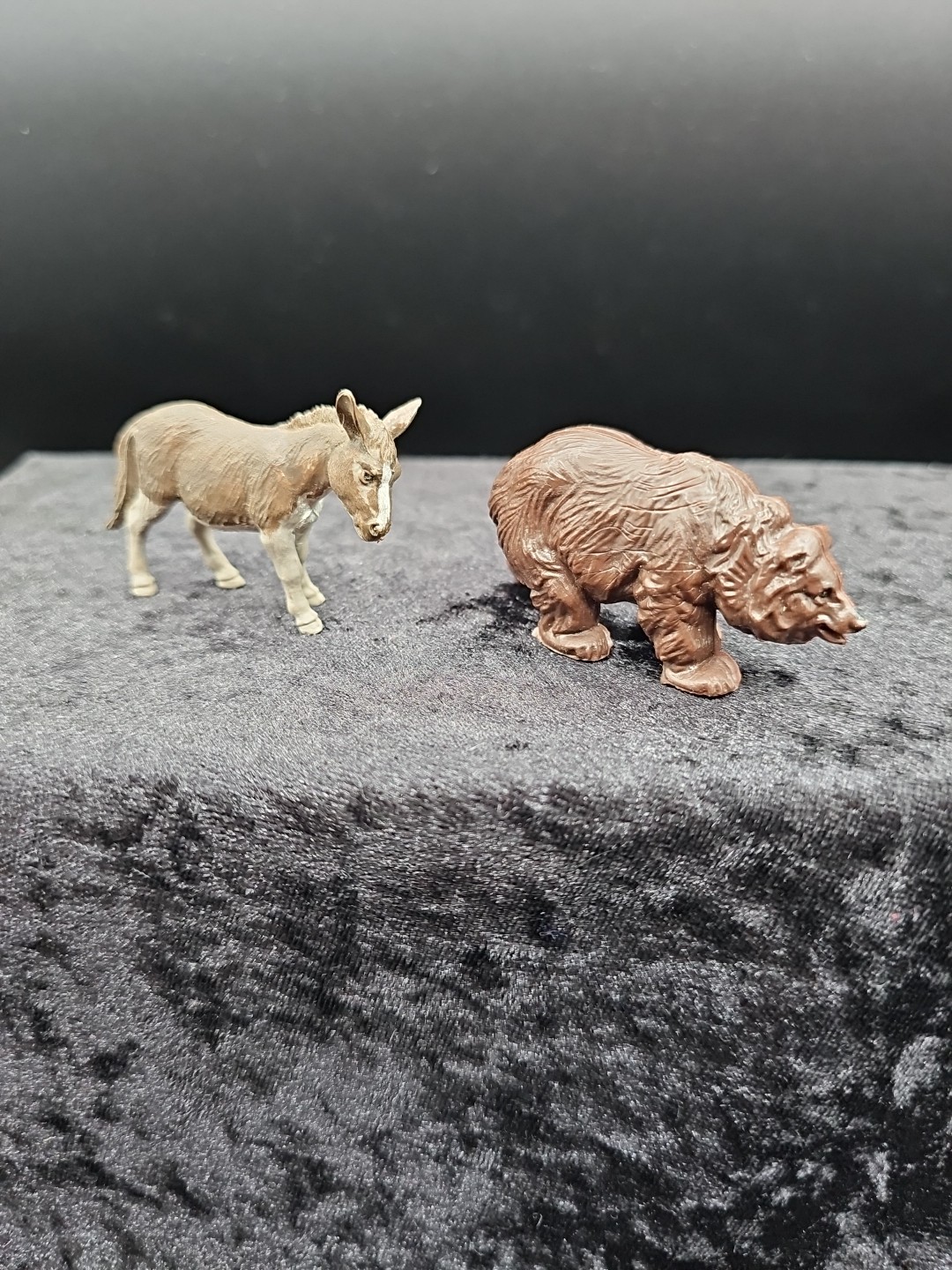 Vintage 1970 Britains Ltd Plastic Donkey & Brown Bear - Made In England