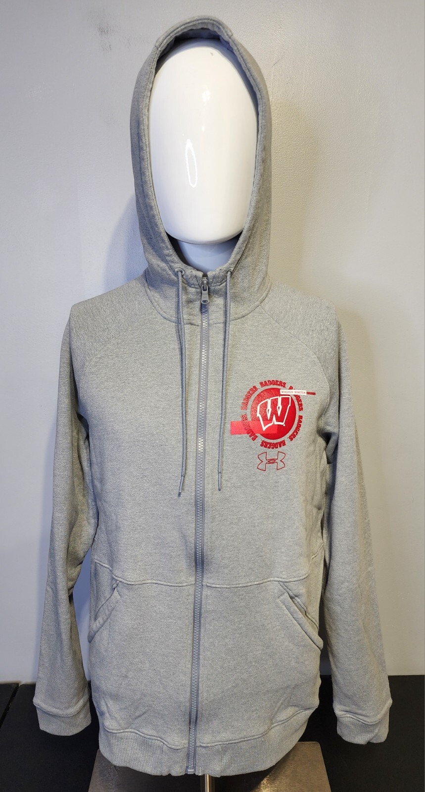 Under Armour Adult Sz Lrg NCAA University of Wisconsin Badgers Full Zip Hoodie