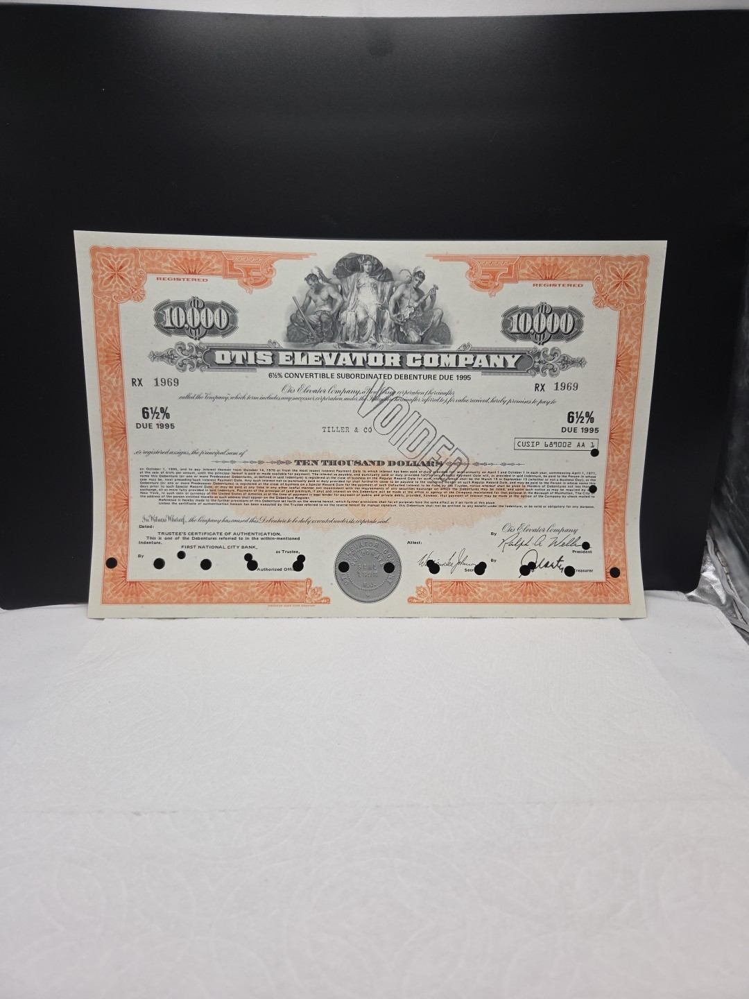  Otis Elevator Company 10,000 Dollar Bond Certificate USA